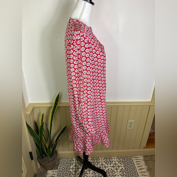 Tory Burch Cora Silk Dress 6 Nantucket Red Primrose Floral Boho Resort Designer - Picture 8 of 12